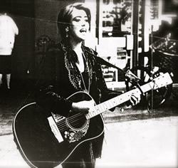 Mel during her busking days in Cambridge